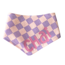 Load image into Gallery viewer, Dog bandana - Purple checker