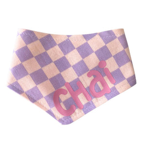 Dog bandana - Purple checker