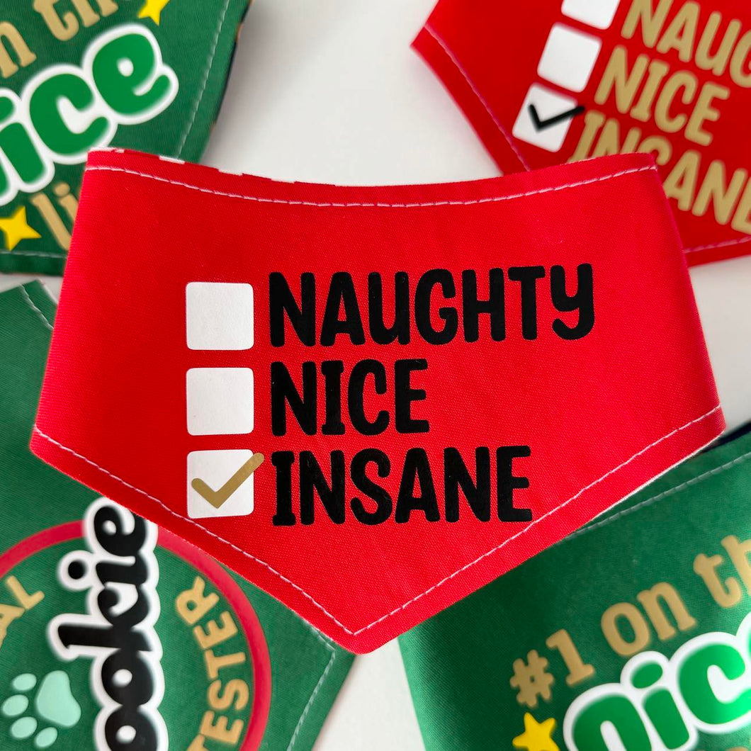 Dog bandana - Insane | Christmas | Naughty Nice